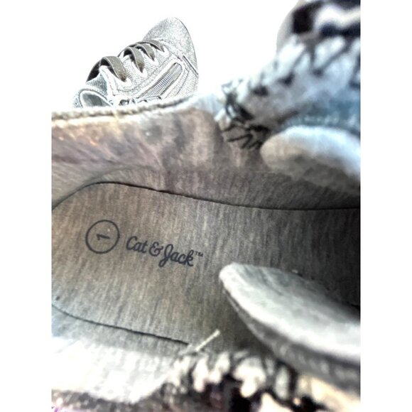 Cat & Jack Girls Sneakers Zip Sides Gray Size 1 - Picture 6 of 10